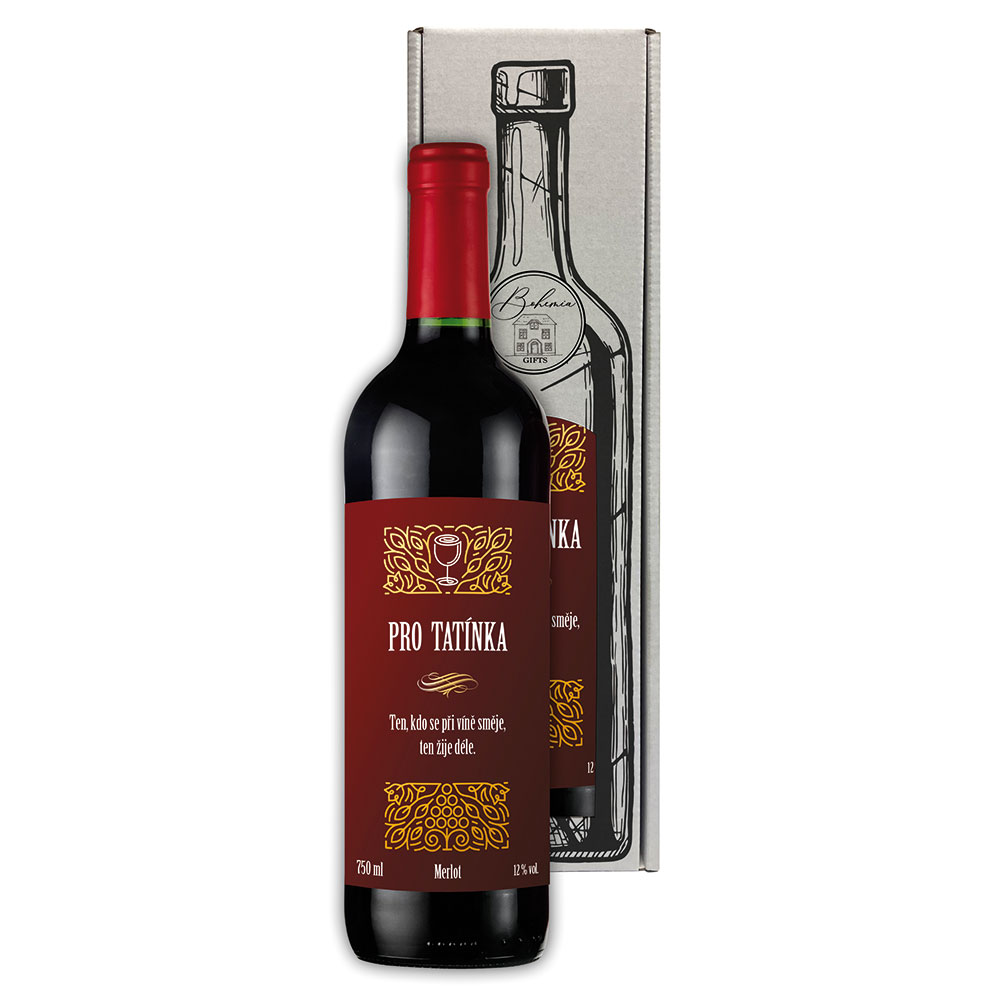 Dárkové červené víno 0,75 l pro tatínka – Merlot