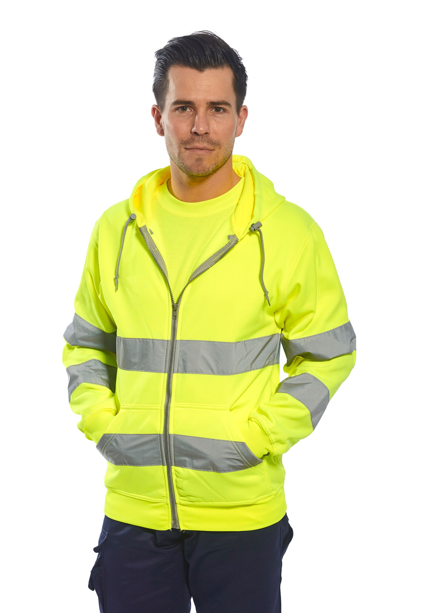 Hi-Vis mikina se zipem a kapucí